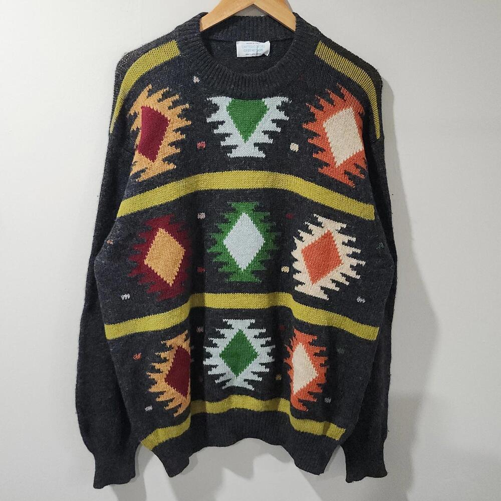 United Colors Of Benetton Multicolor Geometric Crewneck Sweater